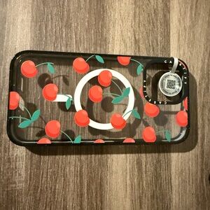 Casetify Black and Red Cherry Pattern Case for Cell Phones
